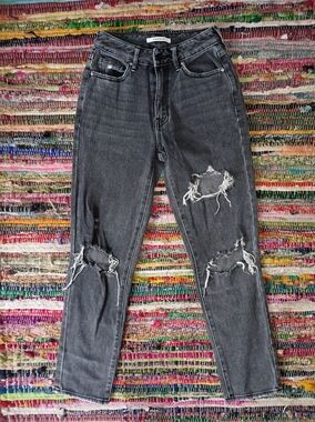 PacSun Black Distressed Mom Jeans